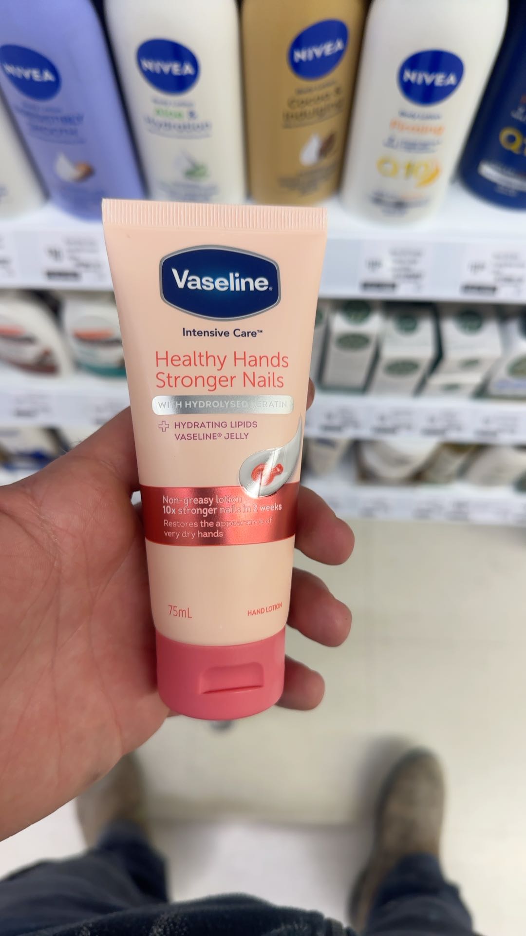 Vaseline Healthy Hands Stronger Nails Hand Cream Non-greasy Keratin Lotion 75ml