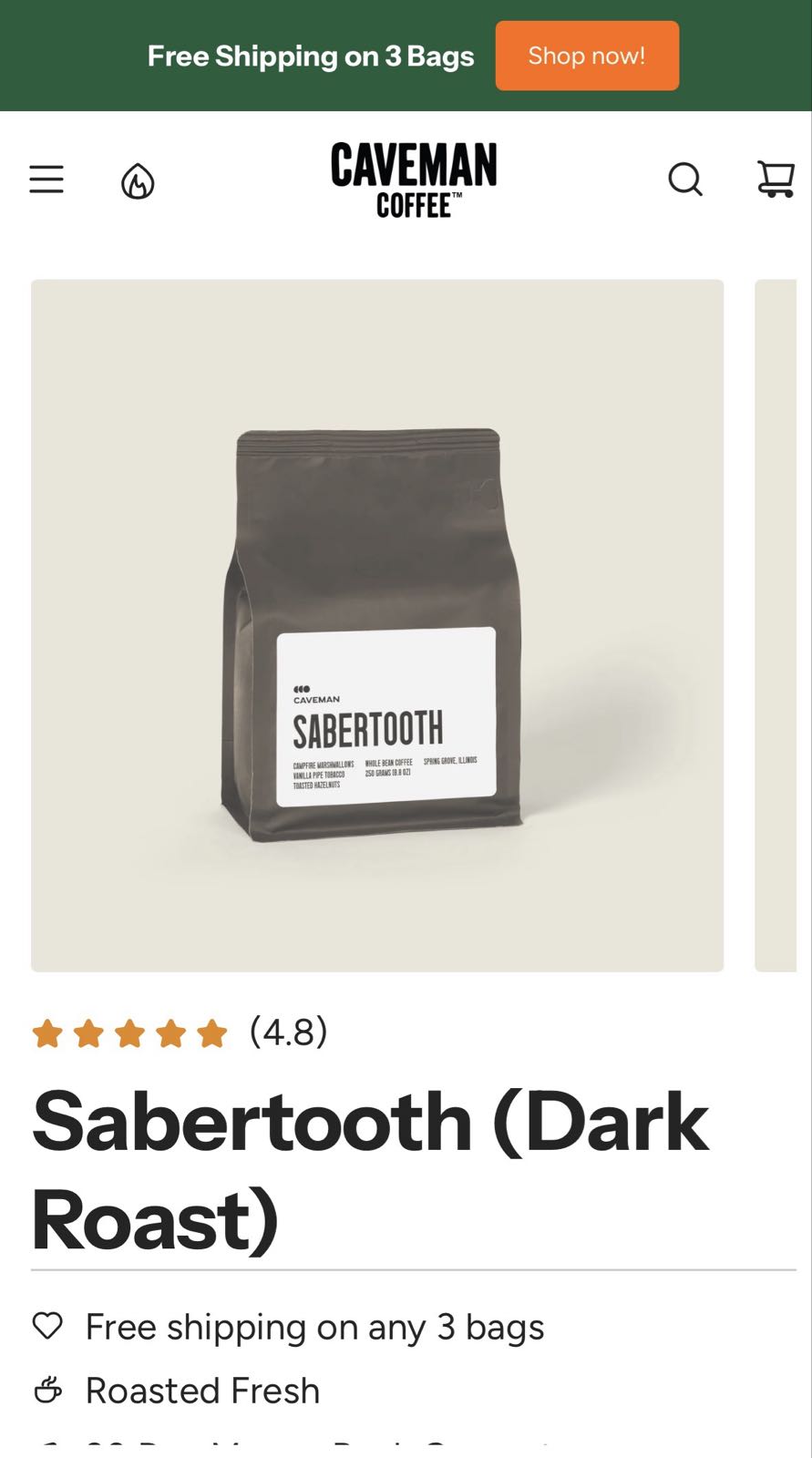 Sabertooth Roast Single Origin Coffee 12oz/340.2g