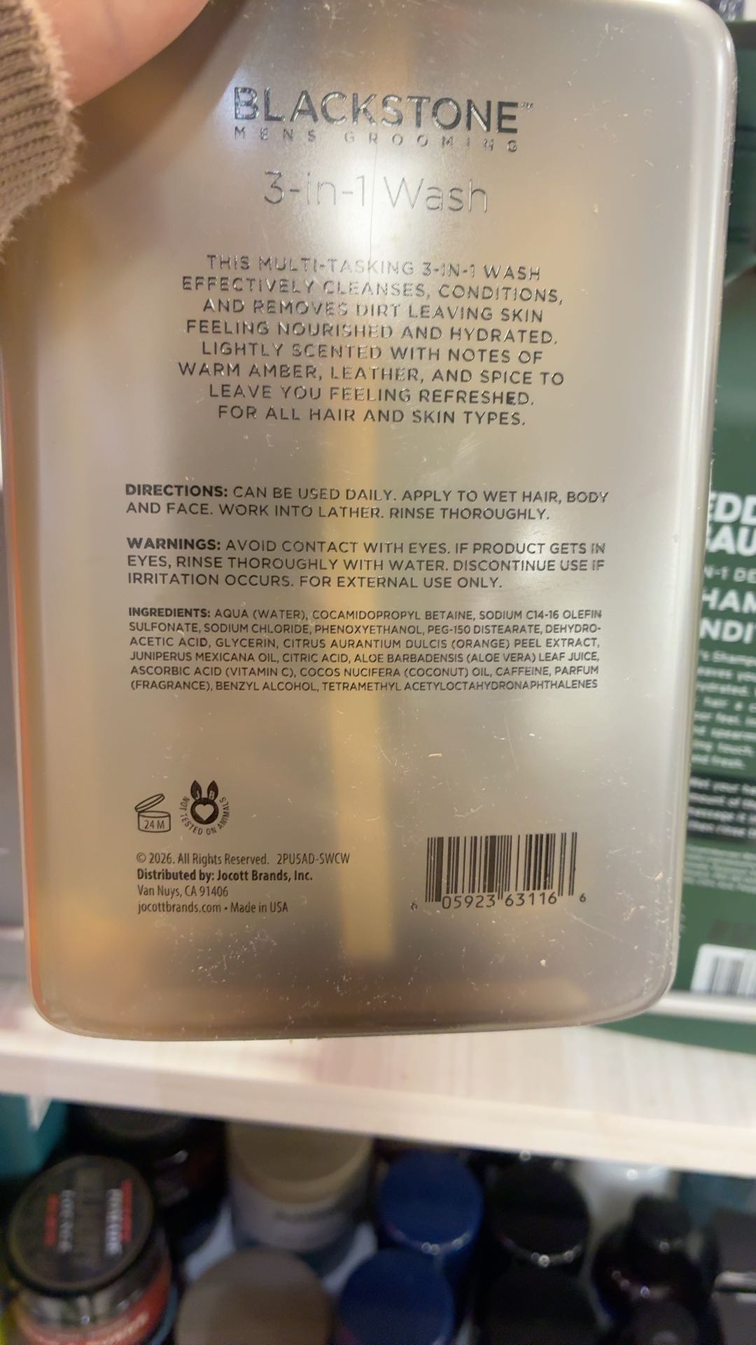 Blackstone Men's Grooming 3 In 1 Hair Face Body Wash Bourbon Cedar 32 Fl Oz